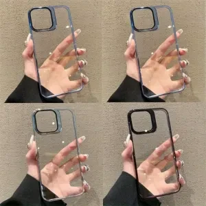 NYRA : Iphone 15 Plus Camera Stand Case/ Transparent Iphone Case With Stand and Lens Protection